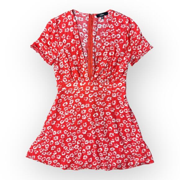 Lulus Garden Explorer Red Floral Print Mini Dress Size‎ M - Picture 1 of 8